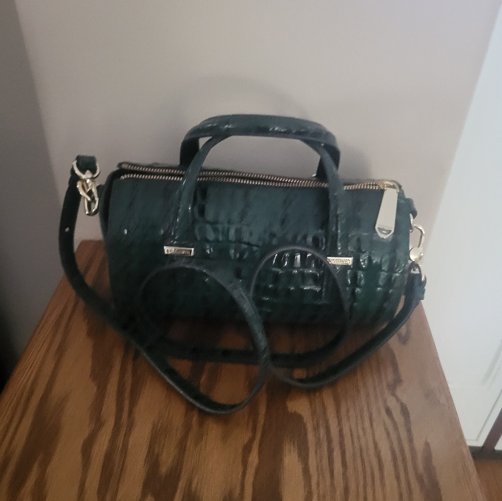 NWT Brahmin Green Croc-Embossed Satchel Crossbody - Picture 7 of 7